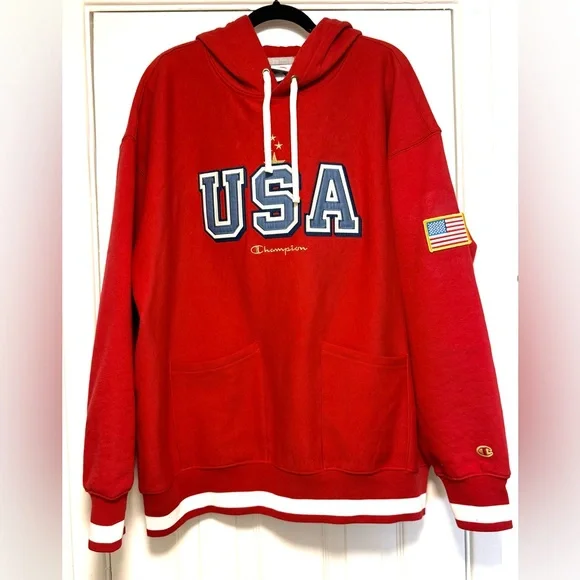 Champion Red USA Men's Hoodie - Picture 10 of 11